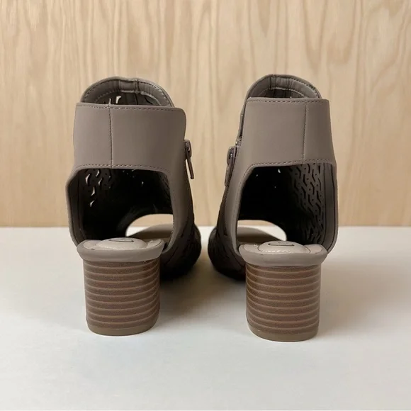 C Comfort EST. 1946 Taupe Gray Slingback Block Heel Sandal Booties - Picture 3 of 10